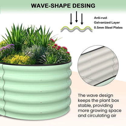 2-Pack Oval Galvanized Steel Raised Garden Bed- Open Base/Safety Edge