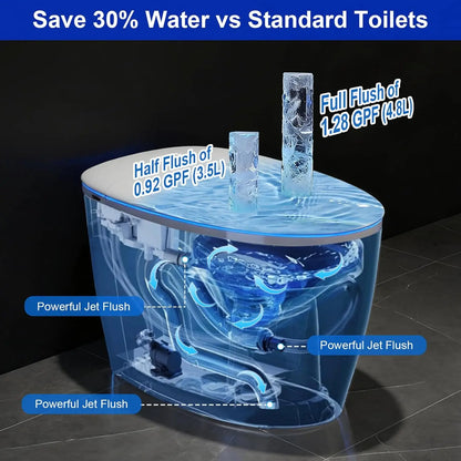 Smart Toilet with Bidet Built in, Foam Shield, Auto Open/Close Lid & Dual Flush, Instant Warm
