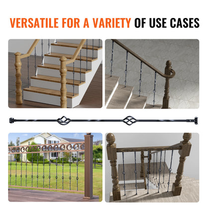 Staircase Metal Balusters- Galvanized Banister Spindles w/ Hollow Baskets Spiral