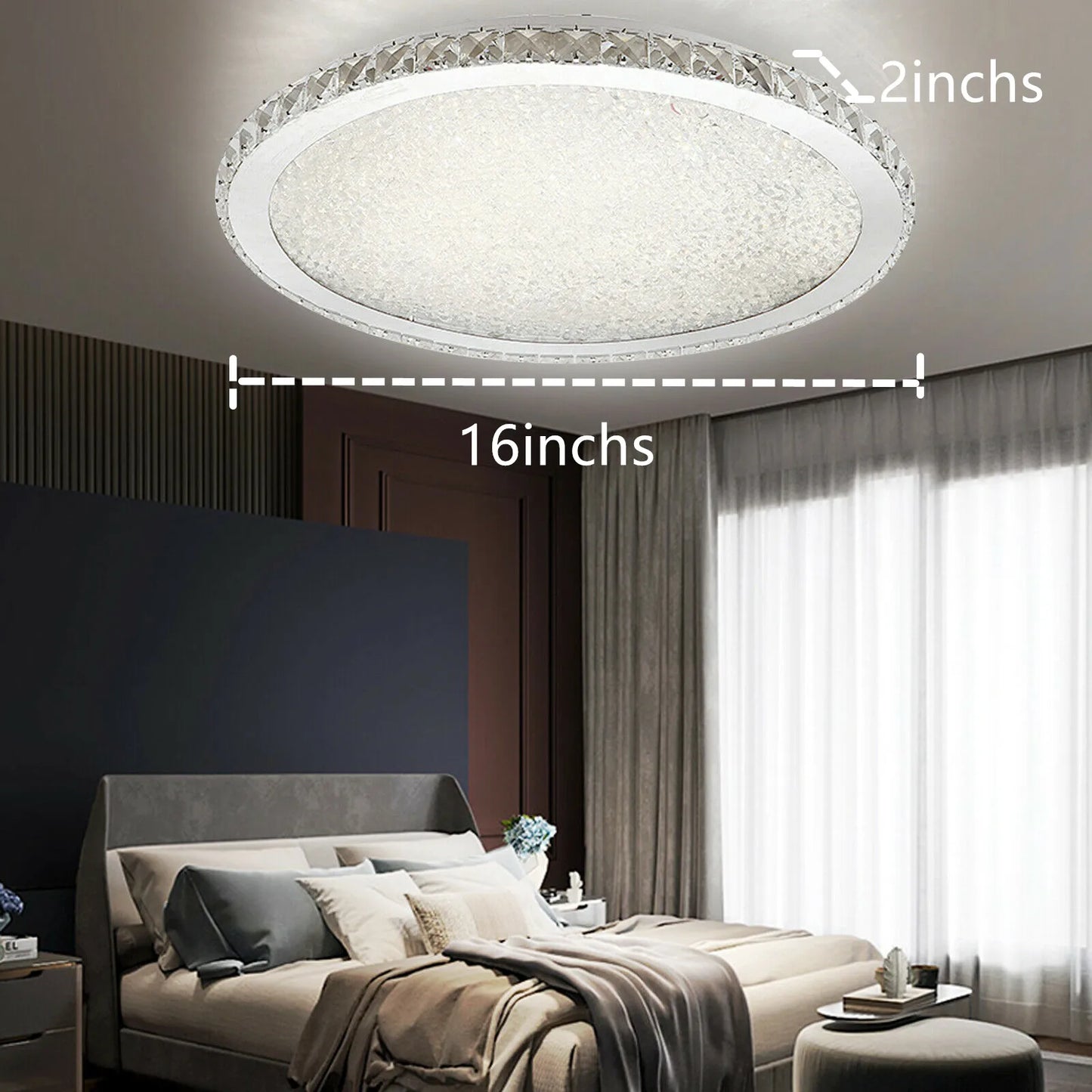 16" Modern Crystal Ceiling Light Pendant Lamp, LED Chandelier Raindrop Design