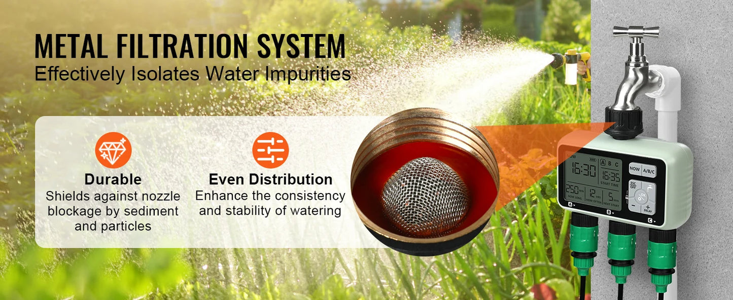3 Outlets Hose-3 Independent Watering Zones- Watering Sprinkler Timer