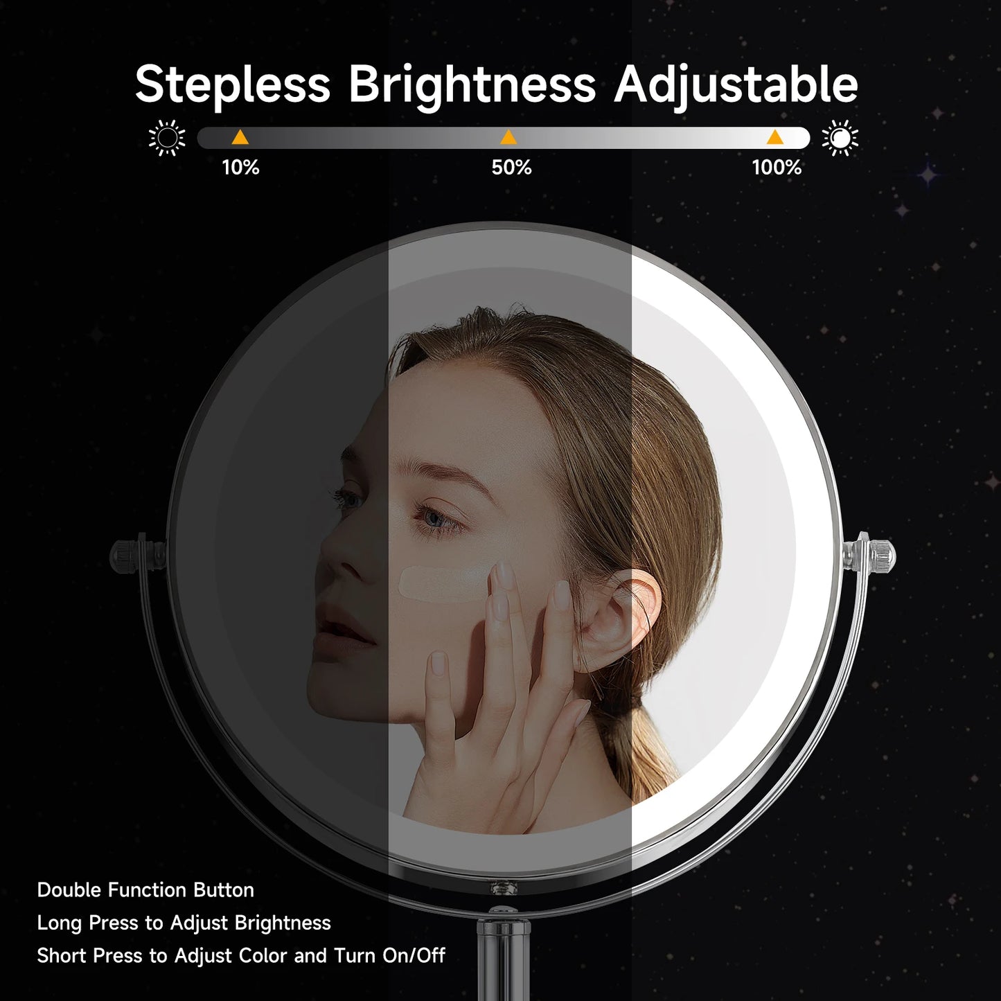Lighted Makeup Mirror with Brighter Lights,1x/10xTrue HD Magnifying, Rechargeable