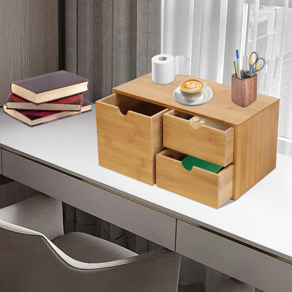 Bamboo Desk Organizer W/3 Drawers