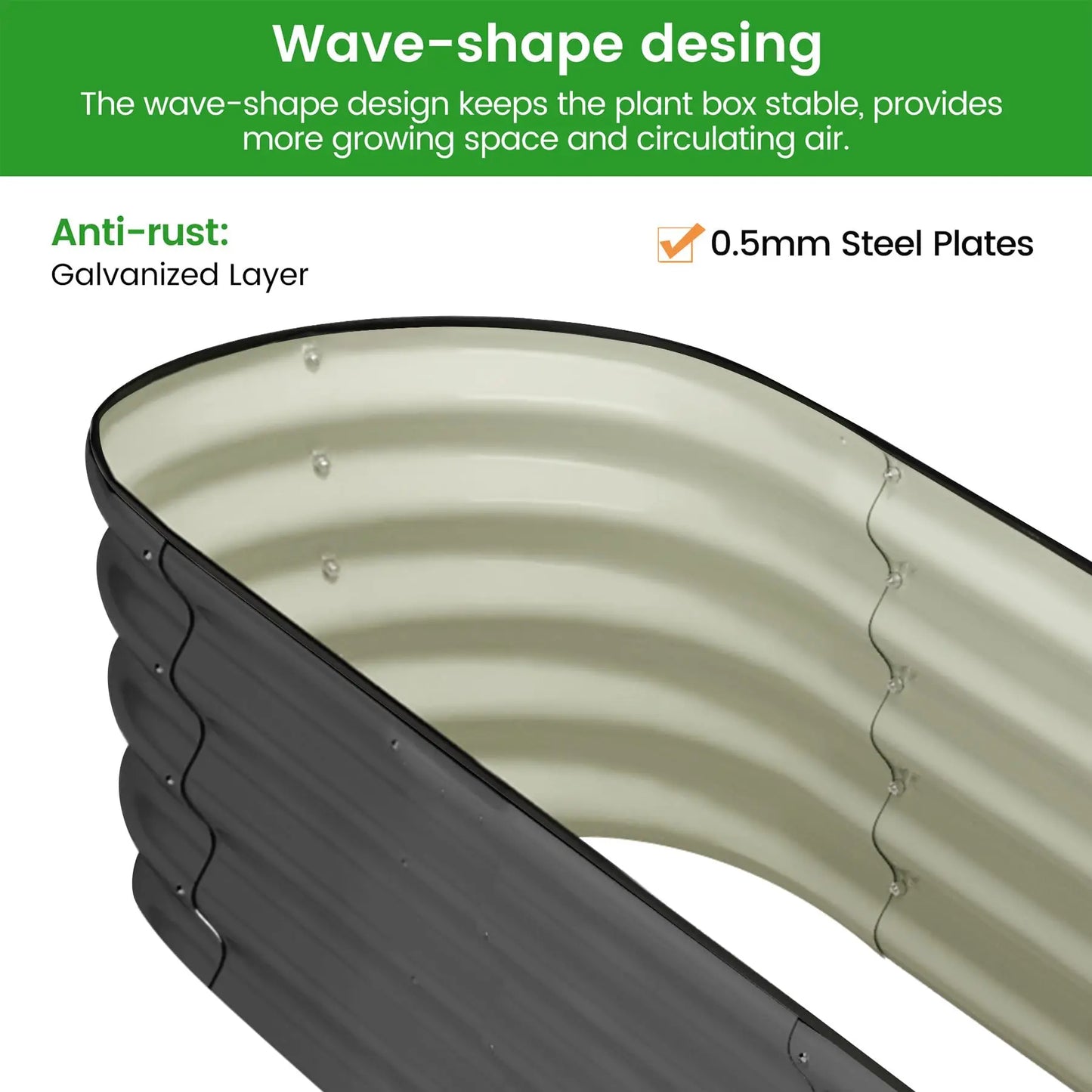 2-Pack Oval Galvanized Steel Raised Garden Bed- Open Base/Safety Edge