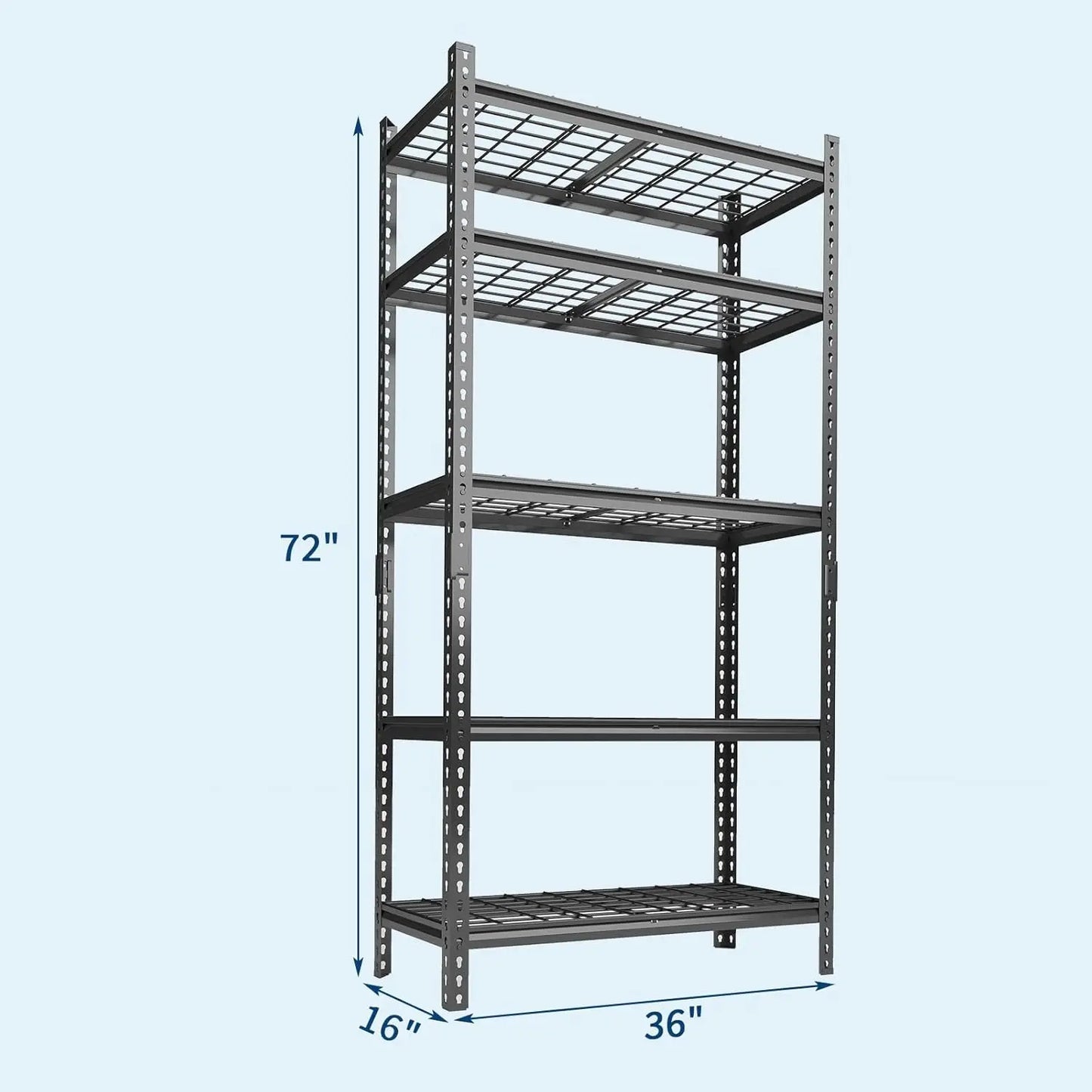 Garage Shelving - 2200 LBS Extremely Sturdy, Adjustable Metal Shelving 5 Tier Storage Shelves