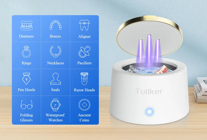 Household Ultrasonic Retainer Cleaner w/UV Light-Denture/Jewelry/Braces Cleaning