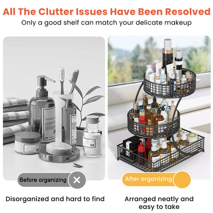 3-Tier Round Metal Storage Rack Bathroom. Kitchen