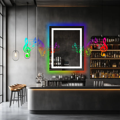 28x36 inch LED Lighted Bathroom Mirror with Bluetooth Speakers with Date Time