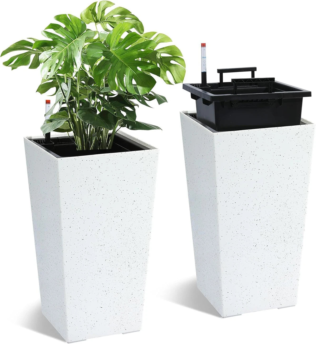 Rectangular Planters Set of 2, Large Plant Pots with Drainage- 16in. or 22.5 in
