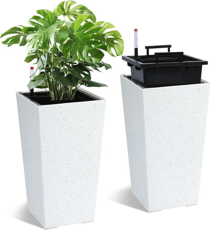 Rectangular Planters Set of 2, Large Plant Pots with Drainage- 16in. or 22.5 in