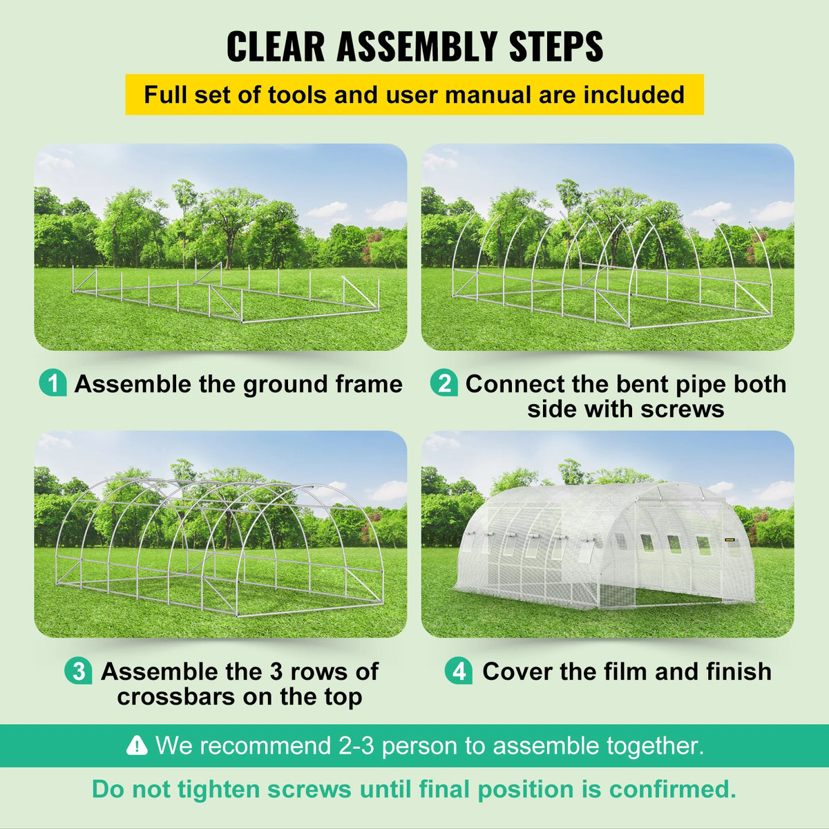 20x10x7/15x7x7 ft Tunnel/Greenhouse w/Galvanized Steel Hoops