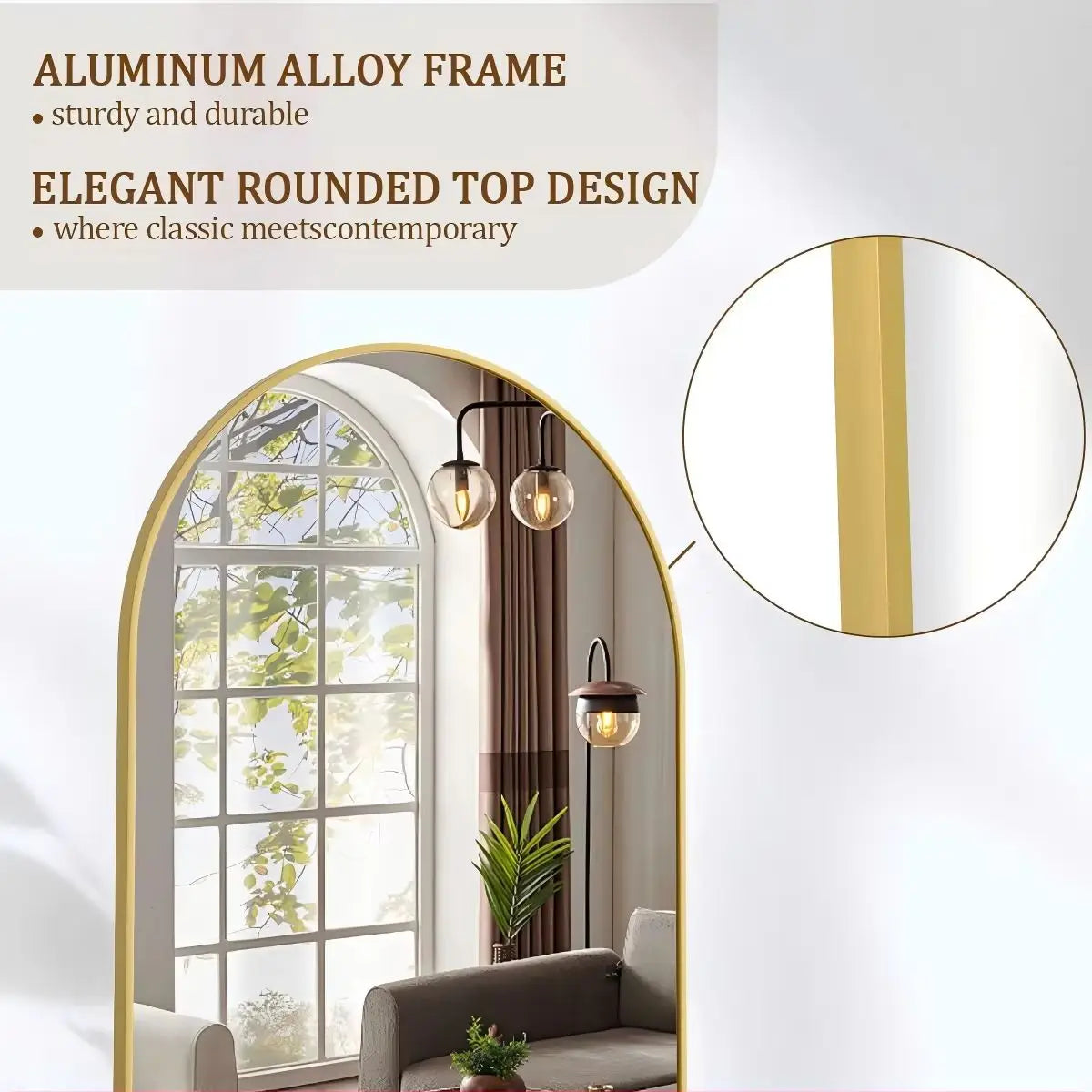 Arched Full Length Mirror, Standing or Hanging
