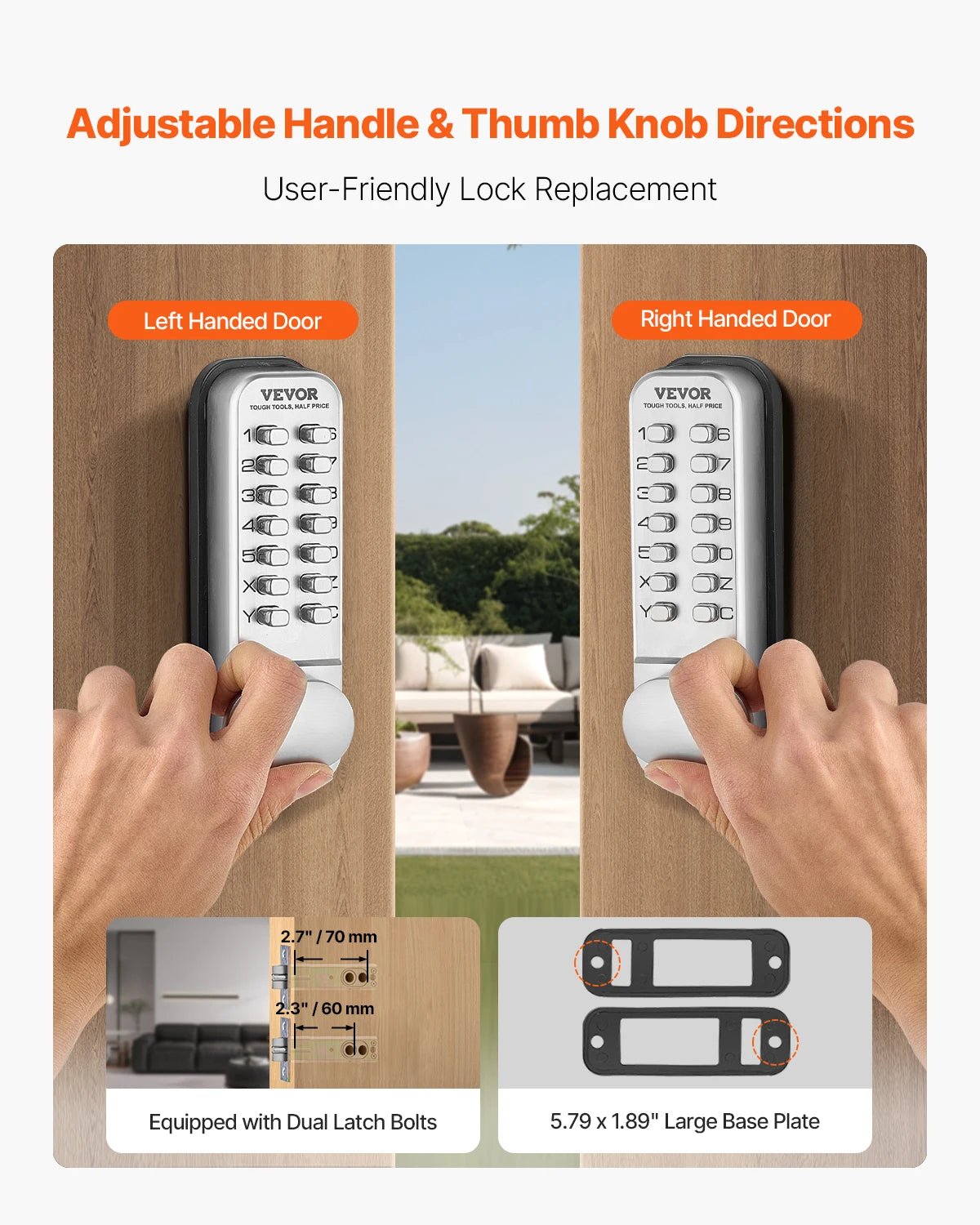 Mechanical Keyless Entry Door Lock 14 Key