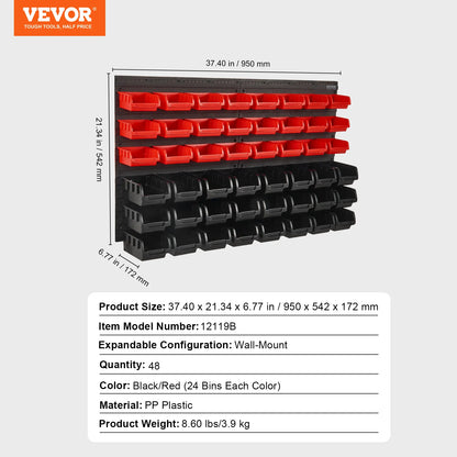 Wall Mounted Garage Containers with Wall Panels Tool Organizer for Nuts Bolts Screws Nails-48 drawer
