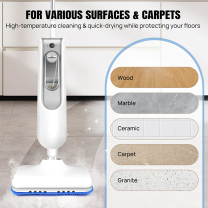 Steam Mop & Detachable Steam Cleaner, 1500W Powerful Floor Steamer for Carpet Laminate Hardwood
