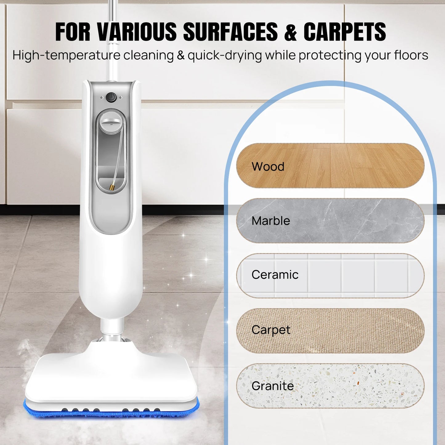 Steam Mop & Detachable Steam Cleaner, 1500W