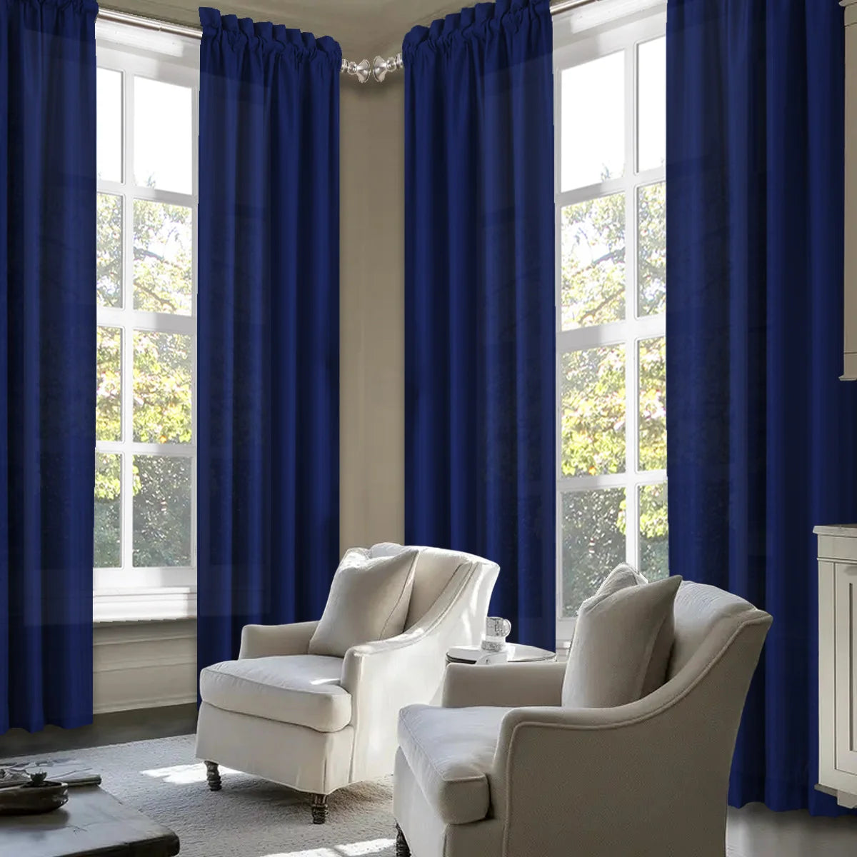 4pcs Light Filtering Curtains - Elegant Colour Fade-Resistant Polyester with Rod Pocket Design