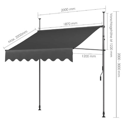 Outdoor Patio Awning Sunshade Shelter, Manual Retractable Awning/Canopy