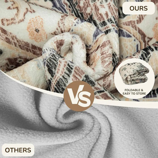 9x12 Rugs -Boho Chic, Washable Soft Vintage Print, Non-Slip Low Pile in Black/Beige/Purple