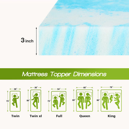 2-4 Inch Memory Foam Soft Mattress Topper -Gel Cooling