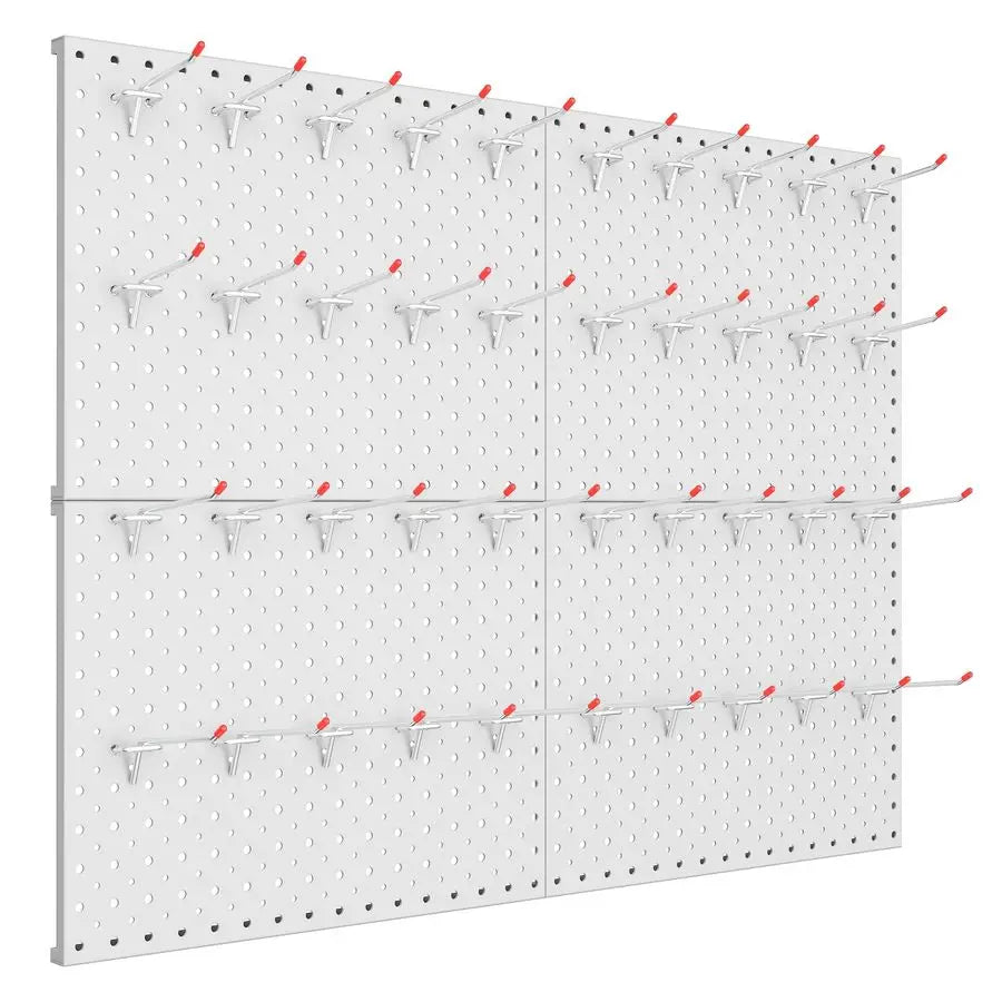 Metal Pegboard Panels and Hooks for Garage, Workbench, Shop, Shed Tool Organizer