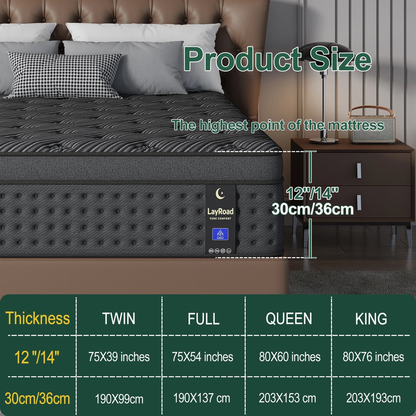 12"/14"Mattress in a Box Hybrid Spring Memory Foam,Euro Top