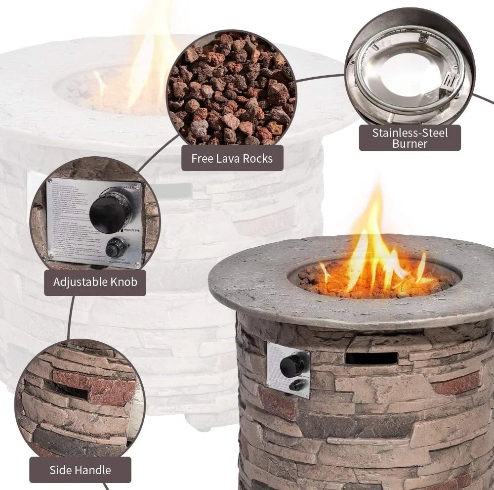 Outdoor Propane Fire Pit Table 40,000 BTU with Lava Rocks & Waterproof Cover, CSA Certified for Patio Garden