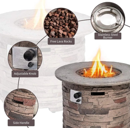 Outdoor Propane Fire Pit Table 40,000 BTU with Lava Rocks & Waterproof Cover, CSA Certified for Patio Garden