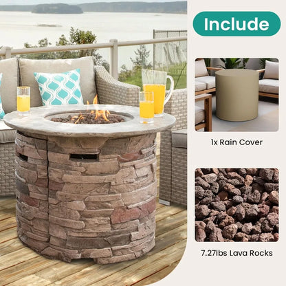 Outdoor Propane Fire Pit Table 40,000 BTU with Lava Rocks & Waterproof Cover, CSA Certified for Patio Garden