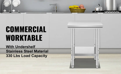 Stainless Steel Kitchen Work Bench w/Undershelf
