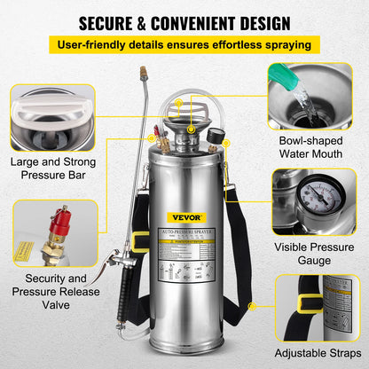 4-12L Hand Powered Sprayer Stainless Steel