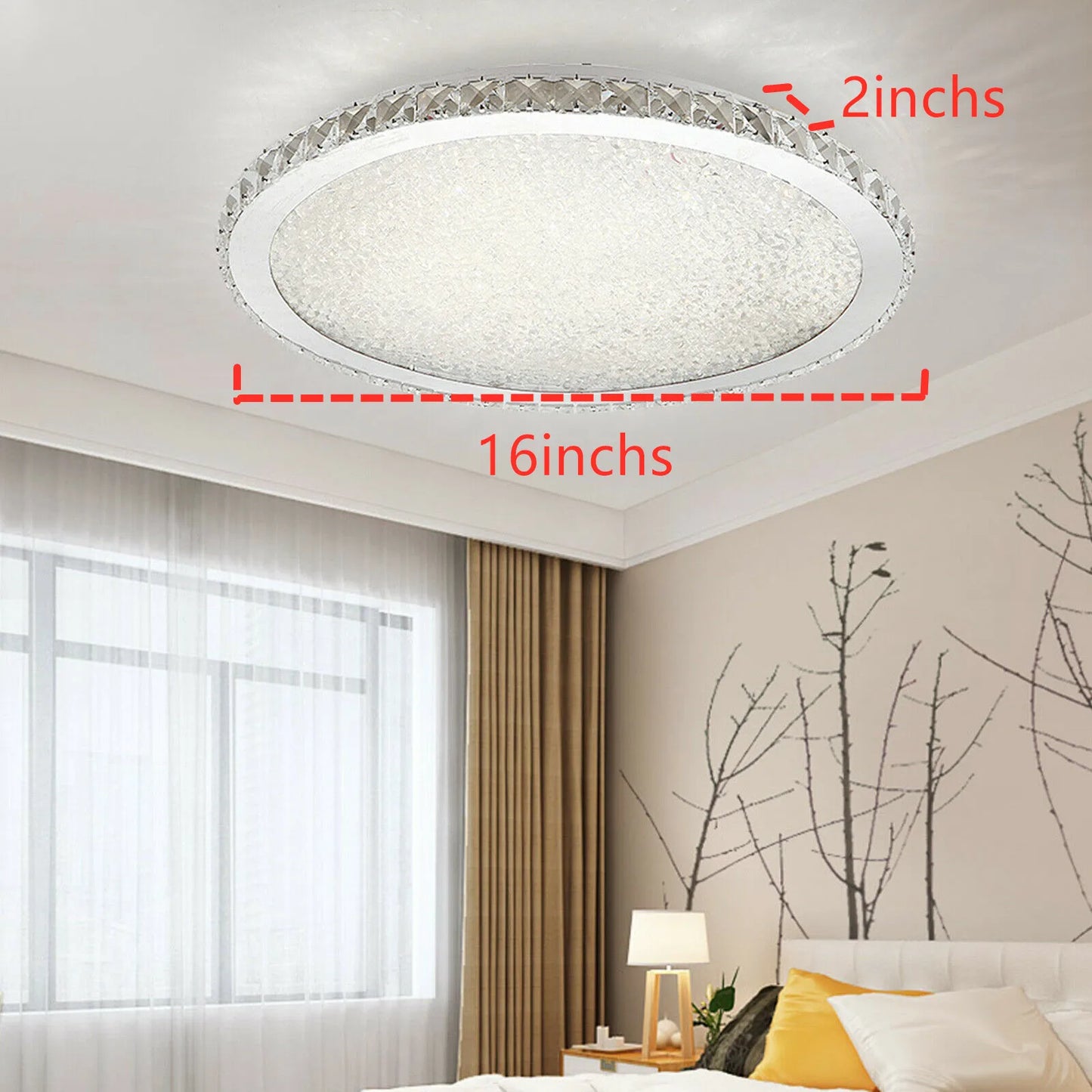 16" Modern Crystal Ceiling Light Pendant Lamp, LED Chandelier Raindrop Design