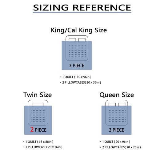 2/3-Pcs Floral Printed Quilt Set, Cal King, Queen, Twin Durable, Summer Bedding Set
