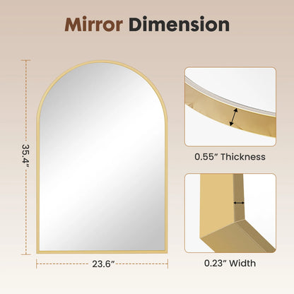 JHK 26"x38" Arched Metal Framed Wall  Hanging Mirror Glass Mirror