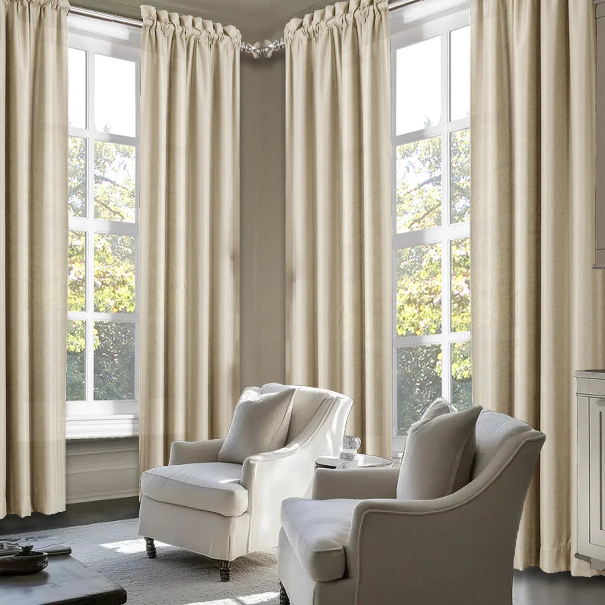 4pcs Light Filtering Curtains - Elegant Colour Fade-Resistant Polyester with Rod Pocket Design