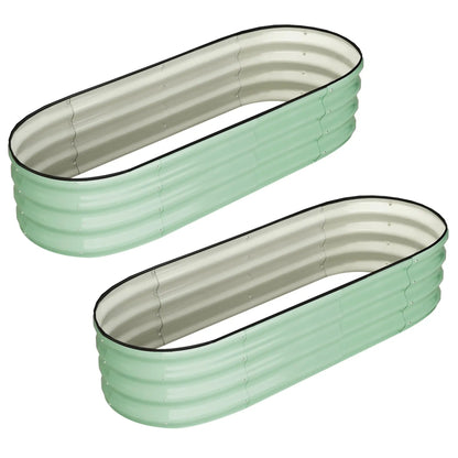 2-Pack Oval Galvanized Steel Raised Garden Bed- Open Base/Safety Edge