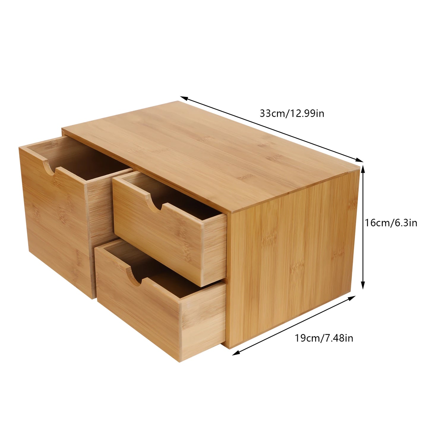 Bamboo Desk Organizer W/3 Drawers