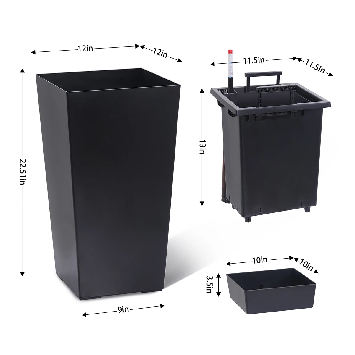 Rectangular Planters Set of 2, Large Plant Pots with Drainage- 16in. or 22.5 in