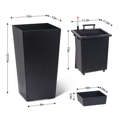 Rectangular Planters Set of 2, Large Plant Pots with Drainage- 16in. or 22.5 in