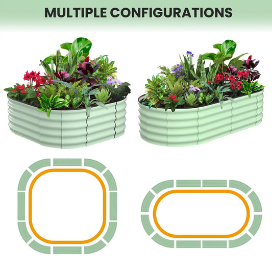 2-Pack Oval Galvanized Steel Raised Garden Bed- Open Base/Safety Edge