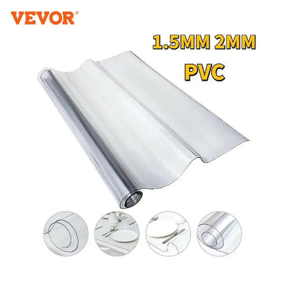 PVC Tablecloth Transparent 1.5mm- 2mm Waterproof/Oilproof Plastic Cover