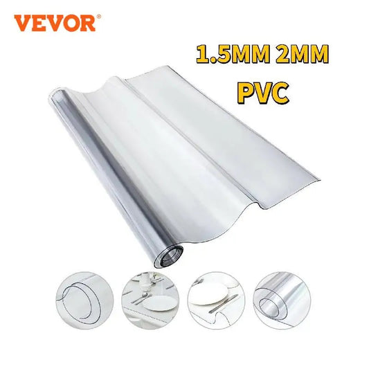 PVC Tablecloth Transparent 1.5mm- 2mm Waterproof/Oilproof Plastic Cover