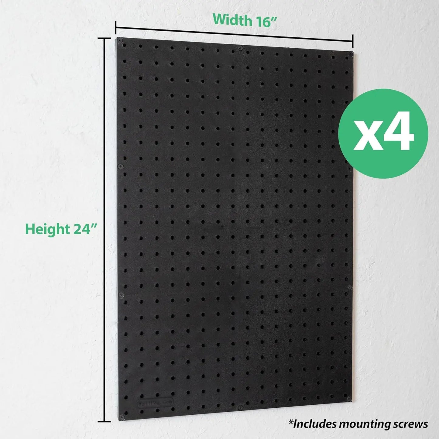 4-24x16 Inch Pegboard Panels, USA-Made Wall Organizer