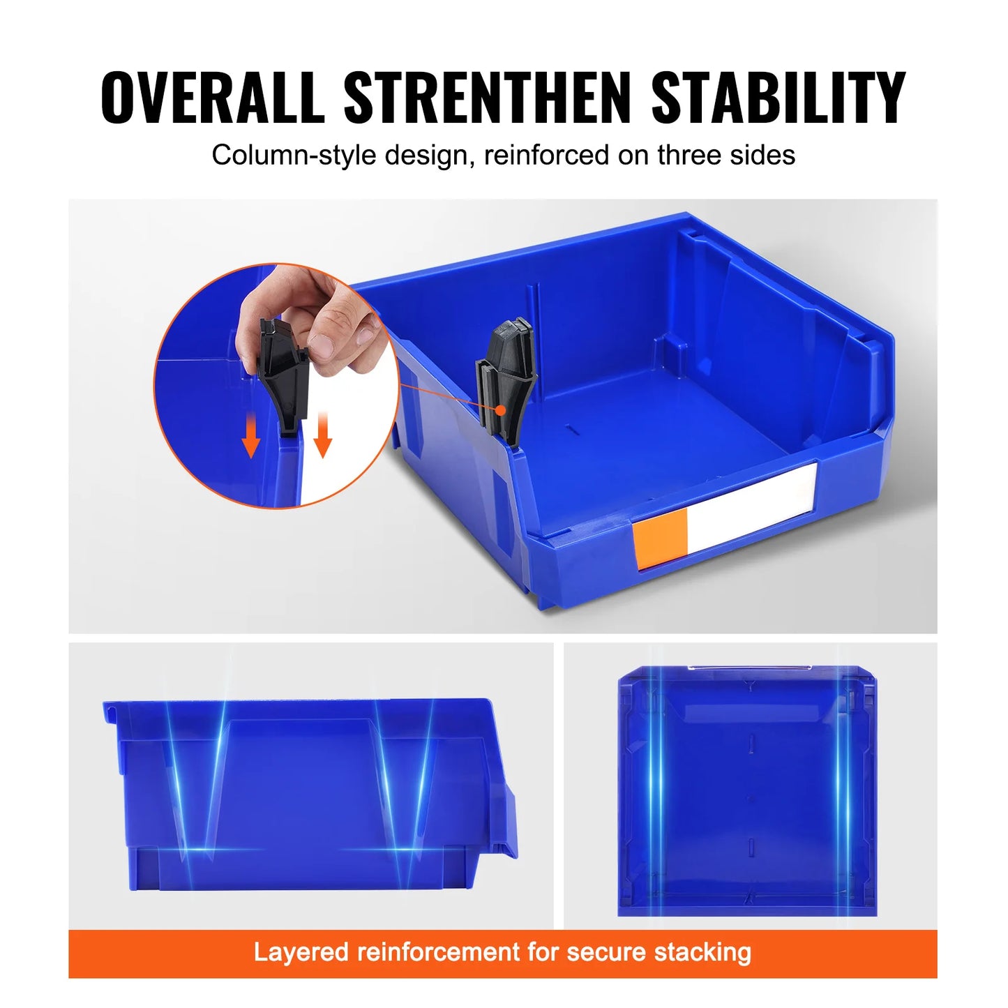 Organizer Bin Stacking Containers for Garage/Office-6pcs Garage Storage Bin