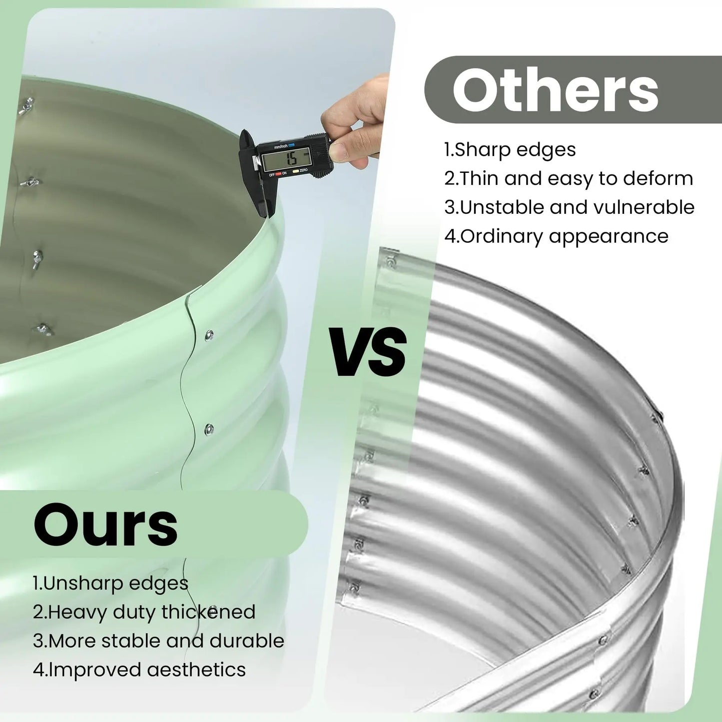 2-Pack Oval Galvanized Steel Raised Garden Bed- Open Base/Safety Edge
