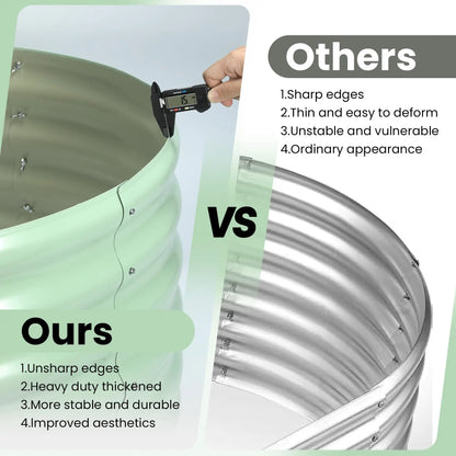 2-Pack Oval Galvanized Steel Raised Garden Bed- Open Base/Safety Edge