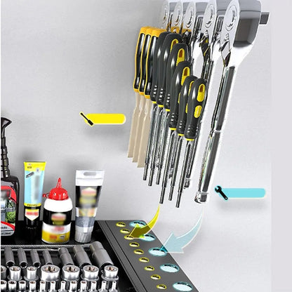 Power Tool Organizer 4 Layer Wall Mounted Storage Rack w/Hooks Heavy-Duty Drill Holder