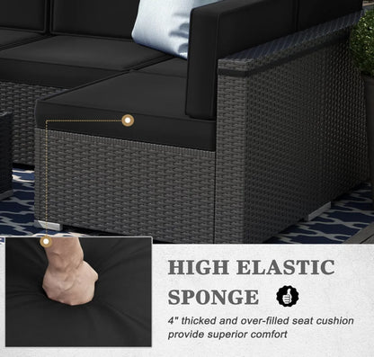 8 Pieces Patio Furniture Set with 44" Propane Gas Fire Pit Table,