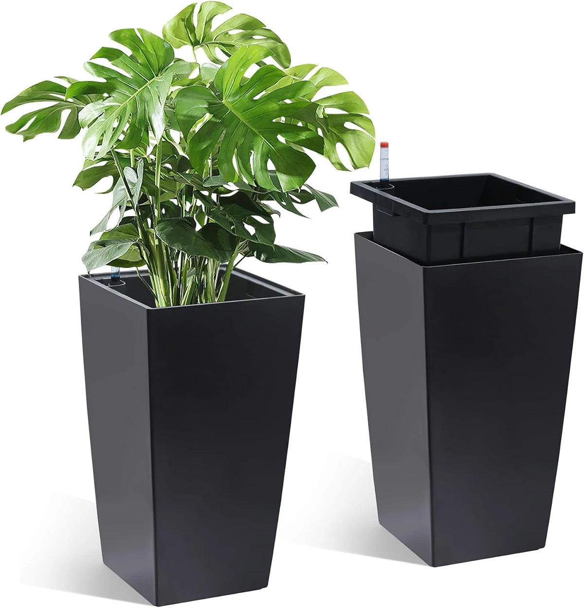 Rectangular Planters Set of 2, Large Plant Pots with Drainage- 16in. or 22.5 in