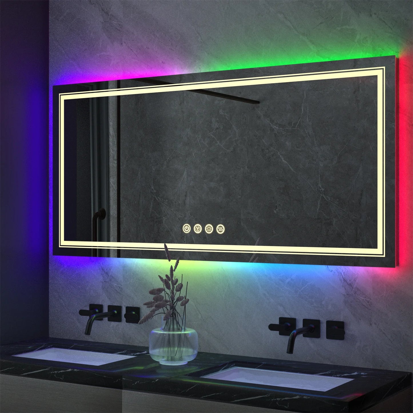 LED Vanity Mirror RGB Color Changing, Backlit, Shatterproof, Dimmable, Anti-Fog
